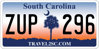 SC license plate ZUP296