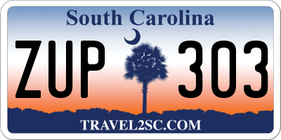 SC license plate ZUP303