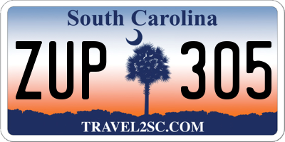 SC license plate ZUP305