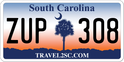 SC license plate ZUP308