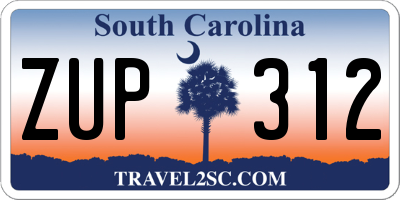 SC license plate ZUP312