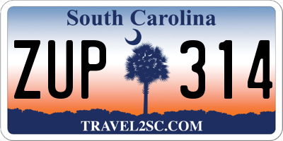 SC license plate ZUP314