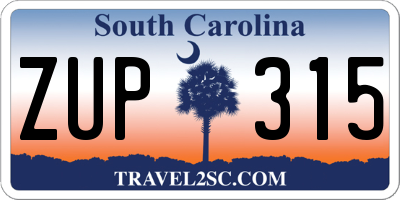 SC license plate ZUP315