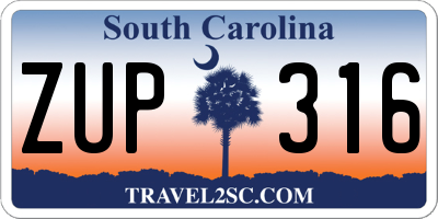 SC license plate ZUP316