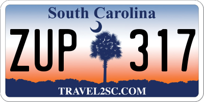 SC license plate ZUP317