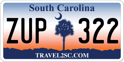 SC license plate ZUP322