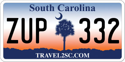 SC license plate ZUP332