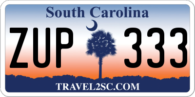 SC license plate ZUP333
