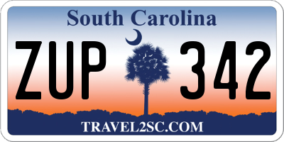 SC license plate ZUP342