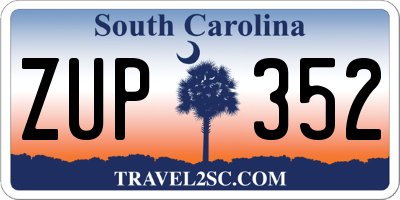 SC license plate ZUP352