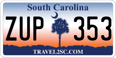 SC license plate ZUP353