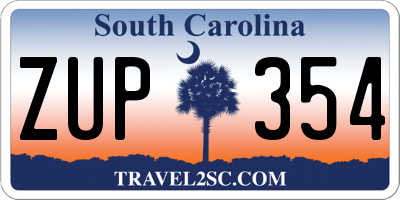 SC license plate ZUP354
