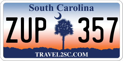 SC license plate ZUP357