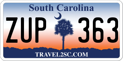 SC license plate ZUP363