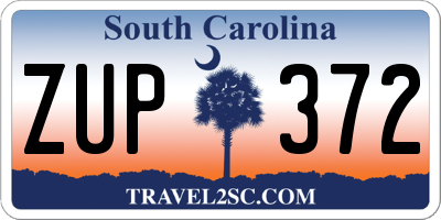 SC license plate ZUP372