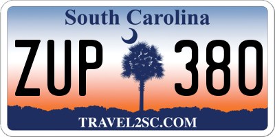 SC license plate ZUP380