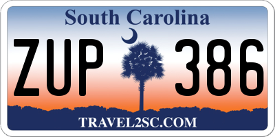SC license plate ZUP386