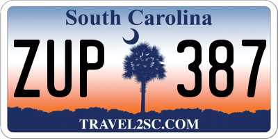 SC license plate ZUP387