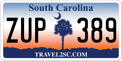 SC license plate ZUP389