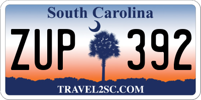SC license plate ZUP392