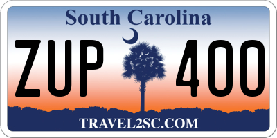 SC license plate ZUP400