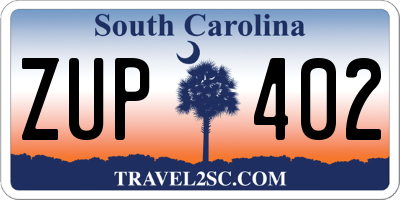 SC license plate ZUP402