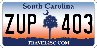 SC license plate ZUP403