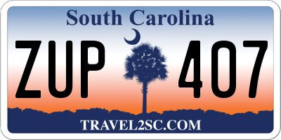 SC license plate ZUP407