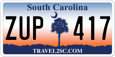 SC license plate ZUP417