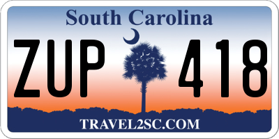 SC license plate ZUP418