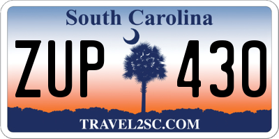 SC license plate ZUP430