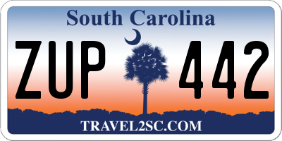 SC license plate ZUP442