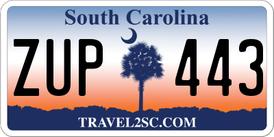 SC license plate ZUP443