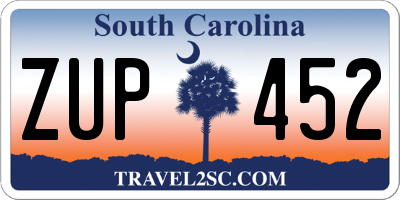 SC license plate ZUP452