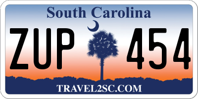 SC license plate ZUP454
