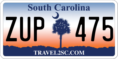 SC license plate ZUP475
