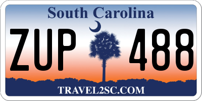 SC license plate ZUP488