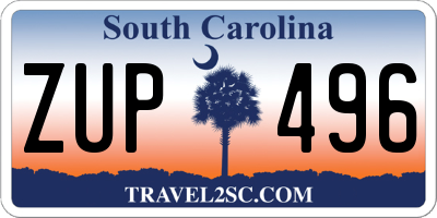 SC license plate ZUP496