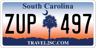 SC license plate ZUP497