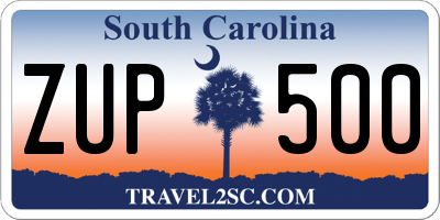 SC license plate ZUP500