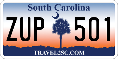 SC license plate ZUP501