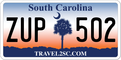SC license plate ZUP502