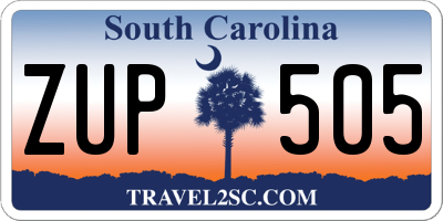 SC license plate ZUP505
