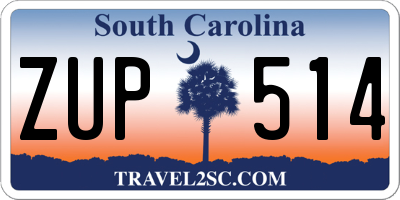 SC license plate ZUP514