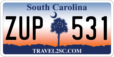 SC license plate ZUP531