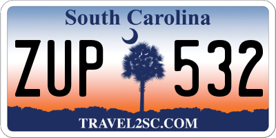 SC license plate ZUP532