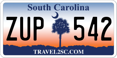 SC license plate ZUP542