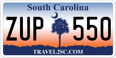 SC license plate ZUP550