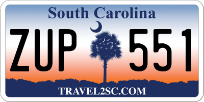SC license plate ZUP551