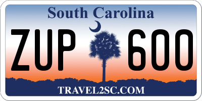 SC license plate ZUP600